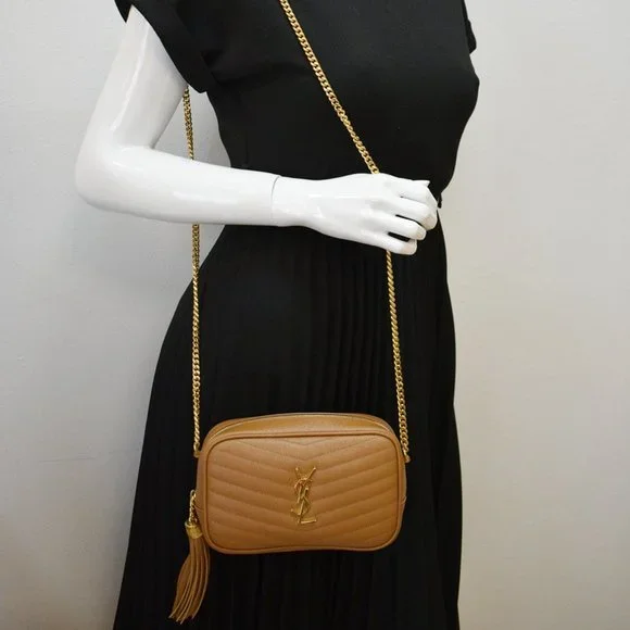 YVES SAINT LAURENT  Mini Lou Grain De Poudre Camera Crossbody Bag Dark Natural - Picture 2 of 11